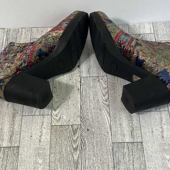 Toni Pons Finley Crushed Velvet Paisley Ankle Boots Shoes Women's 6.5 Booties - Picture 15 of 17